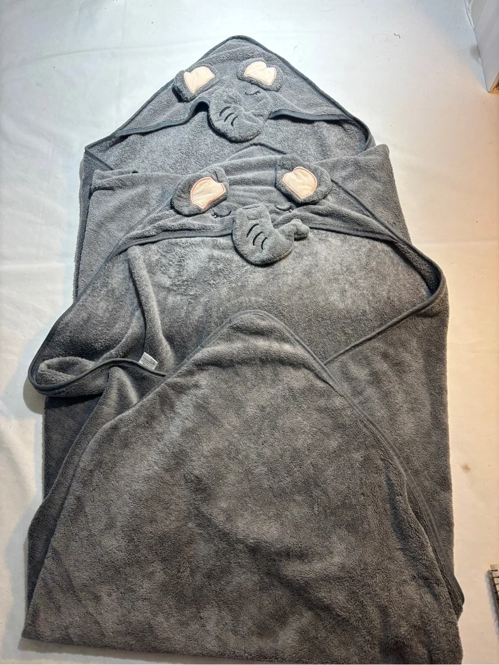 Gray Elephant Hooded Baby/Toddler Towel Set